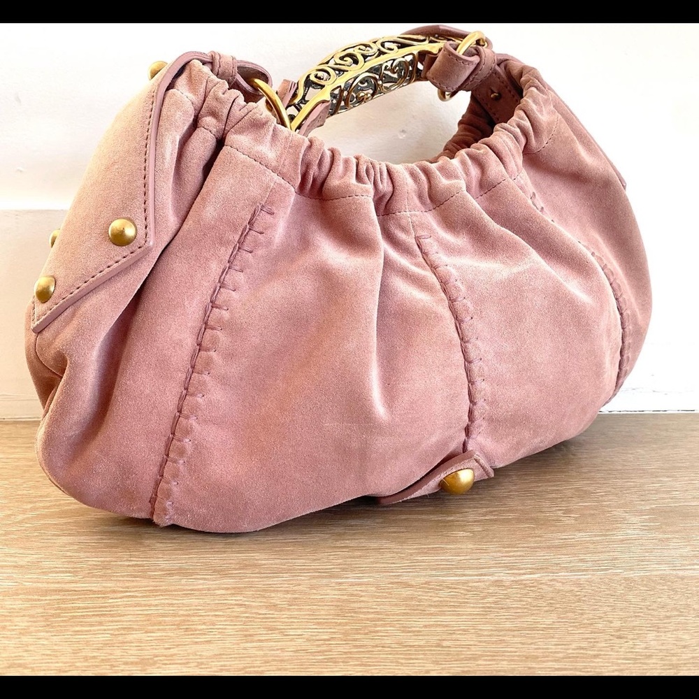 YSL vintage Mombasa pink suede bag with gold hardware - Picture 4 of 11